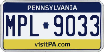 PA license plate MPL9033