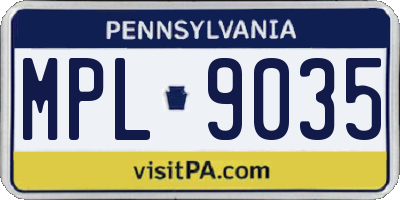 PA license plate MPL9035