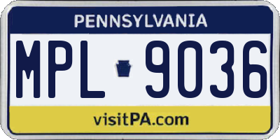 PA license plate MPL9036