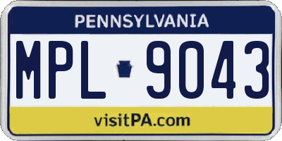 PA license plate MPL9043