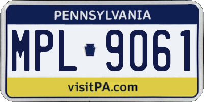 PA license plate MPL9061