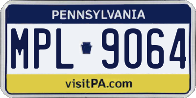 PA license plate MPL9064