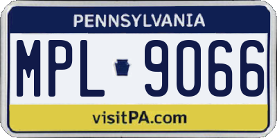 PA license plate MPL9066