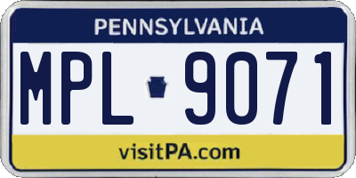 PA license plate MPL9071
