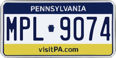 PA license plate MPL9074