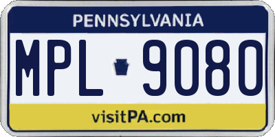 PA license plate MPL9080