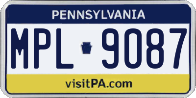 PA license plate MPL9087