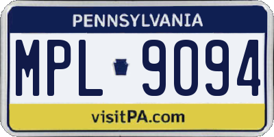 PA license plate MPL9094