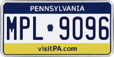 PA license plate MPL9096