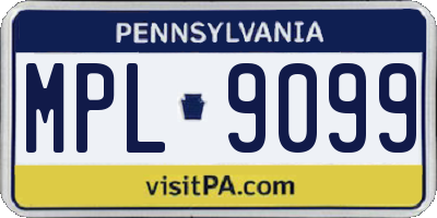 PA license plate MPL9099
