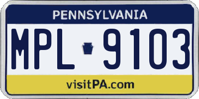 PA license plate MPL9103