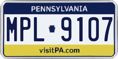 PA license plate MPL9107