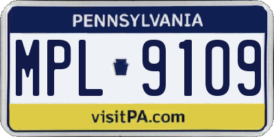 PA license plate MPL9109