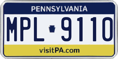 PA license plate MPL9110