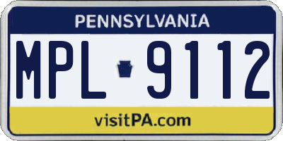 PA license plate MPL9112