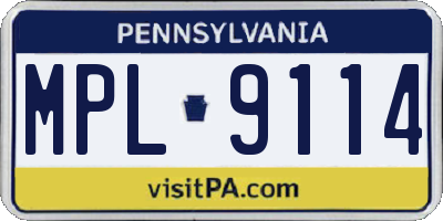 PA license plate MPL9114