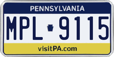 PA license plate MPL9115