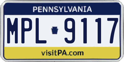 PA license plate MPL9117
