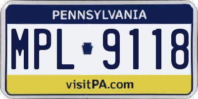 PA license plate MPL9118