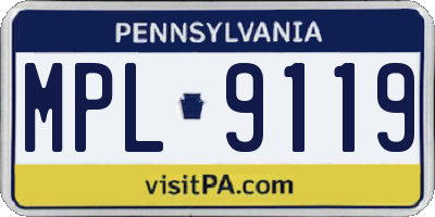 PA license plate MPL9119