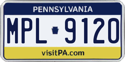 PA license plate MPL9120