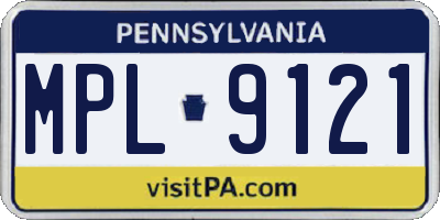 PA license plate MPL9121