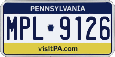 PA license plate MPL9126