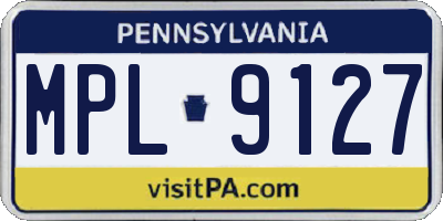 PA license plate MPL9127