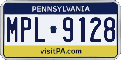 PA license plate MPL9128