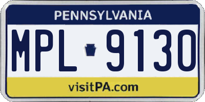 PA license plate MPL9130