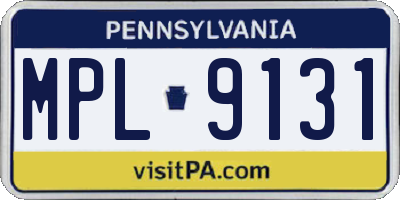 PA license plate MPL9131