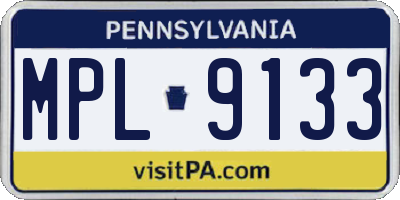 PA license plate MPL9133