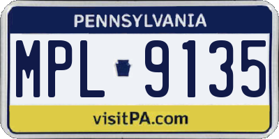 PA license plate MPL9135