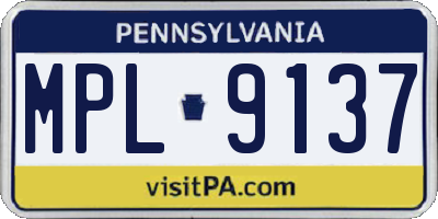 PA license plate MPL9137
