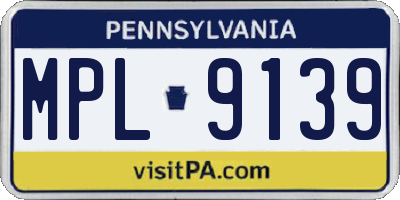 PA license plate MPL9139