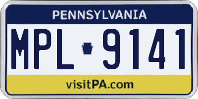 PA license plate MPL9141