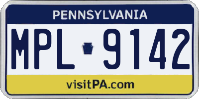 PA license plate MPL9142