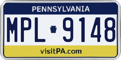 PA license plate MPL9148