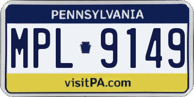 PA license plate MPL9149