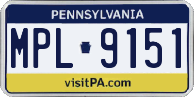 PA license plate MPL9151