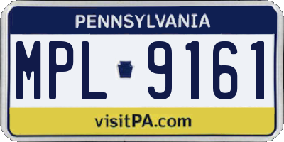 PA license plate MPL9161