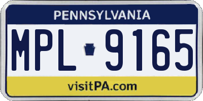 PA license plate MPL9165