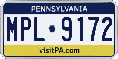 PA license plate MPL9172