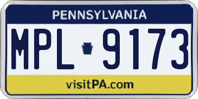 PA license plate MPL9173