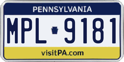 PA license plate MPL9181