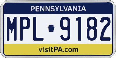 PA license plate MPL9182