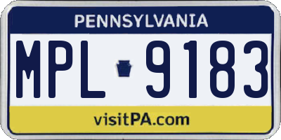 PA license plate MPL9183