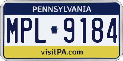 PA license plate MPL9184