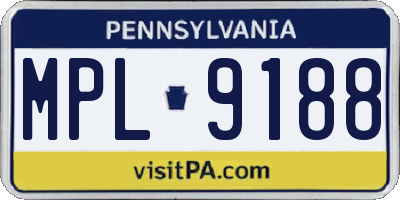 PA license plate MPL9188