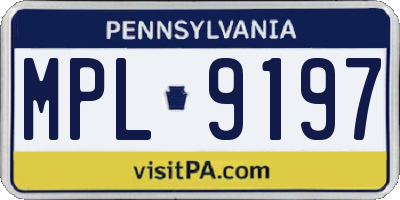 PA license plate MPL9197